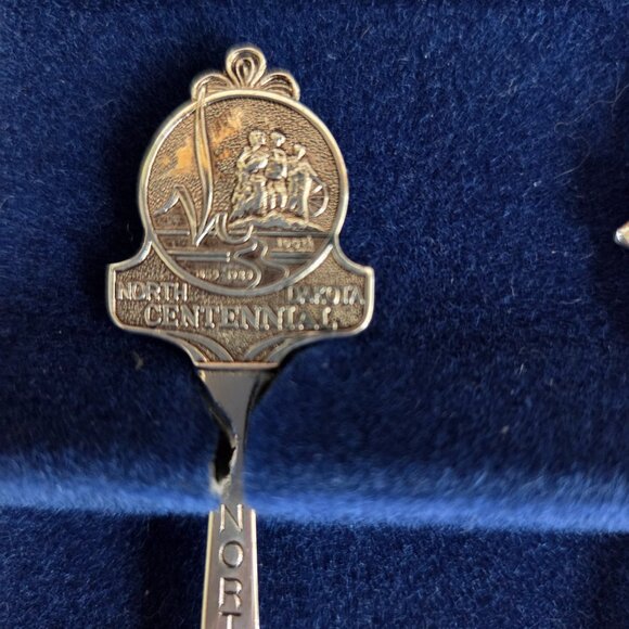 NORTH DAKOTA State Centennial Collector Spoon Set Silverplated 1889-1989 Holland - Picture 4 of 7